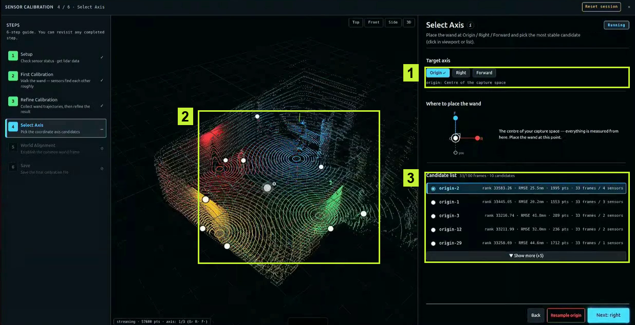 Axis position candidates